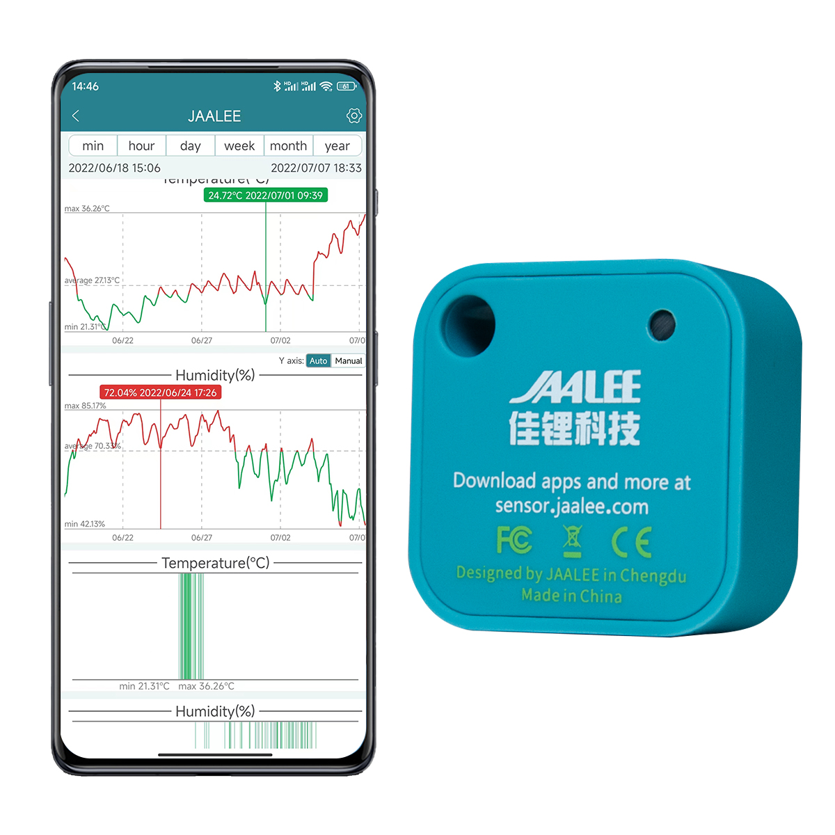 Digital Hygrometer Probe - Jaalee JHT 온도 습도 덕포인트 VPD