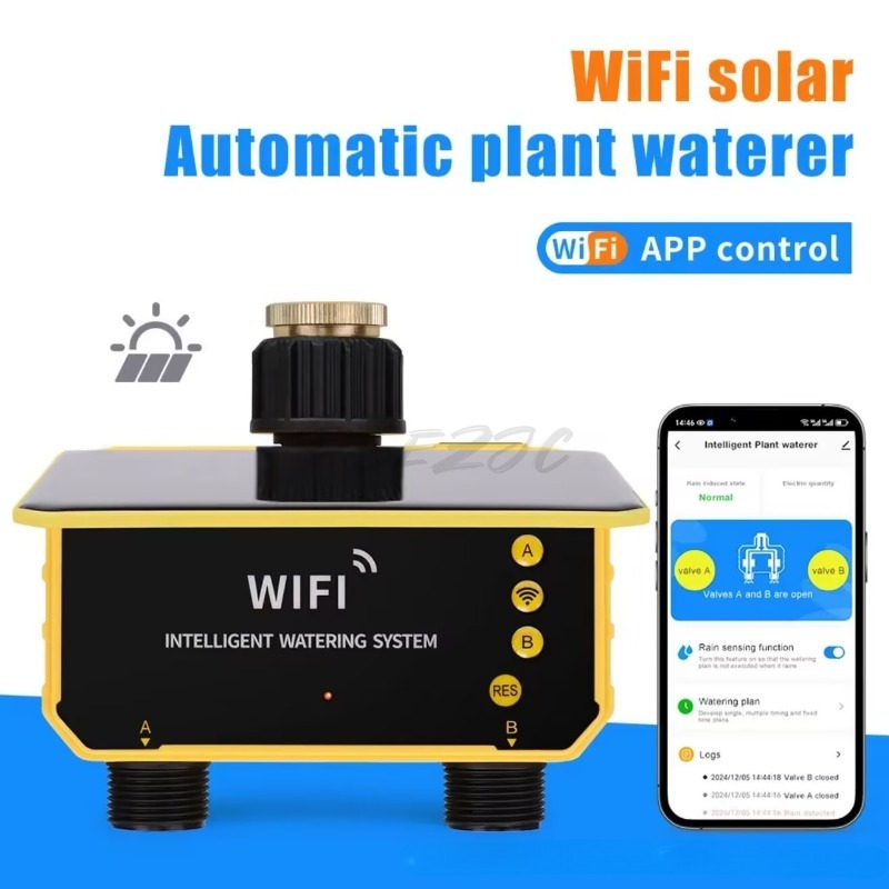 WiFi 태양광 워터 밸브 관개 컨트롤러 이중 출구 관 - Timer Dual Outlet 리뷰 및 가격