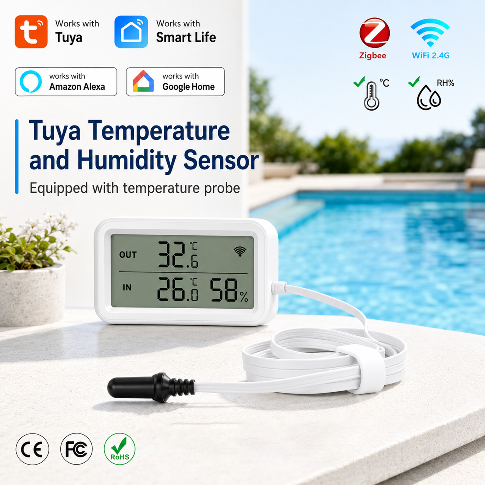 외부 방수 프로브 온도 습도 센서 Tuya WiFi Z - Digital Hygrometer Probe 리뷰 및 가격